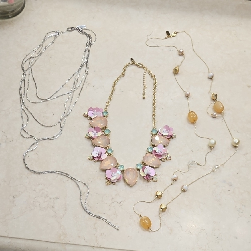 Gold And Pink Floral Necklace